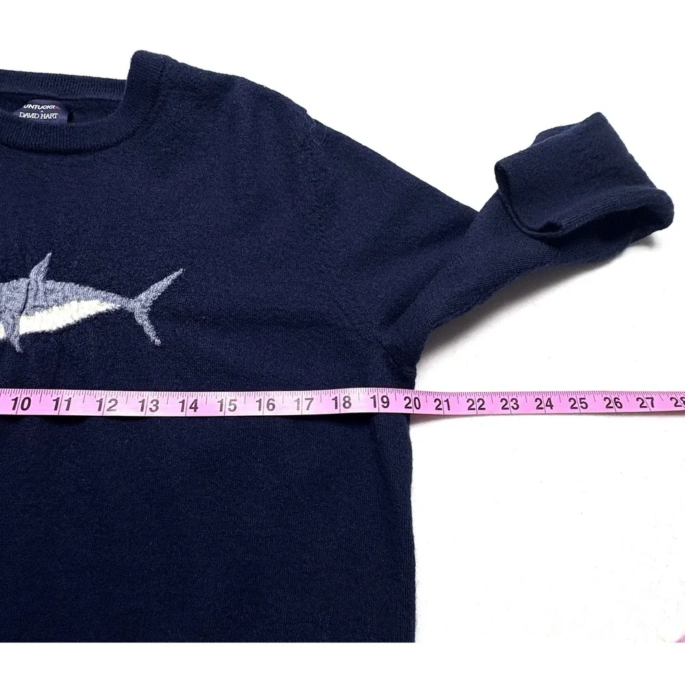 UNTUCKIT Men Frappato Shark Merino Wool Pullover Sweater Sz XL Navy Blue 4-9